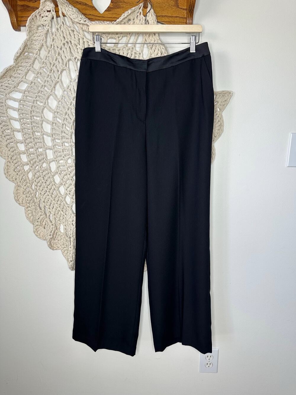 NEW Boden Marlin Wide Leg Black Satin Trousers Size Size 12